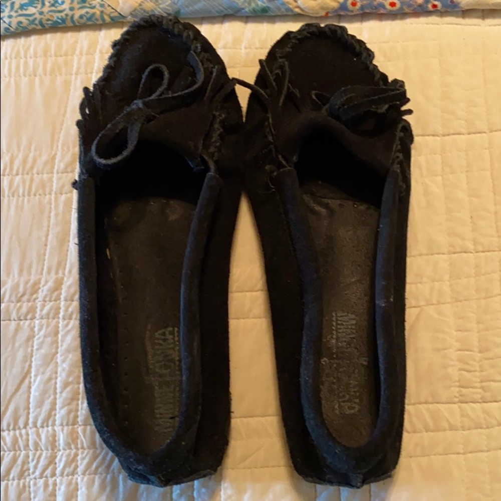 Minnetonka black moccasin shoes!